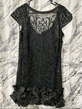 Guess Women's Floral-Lace Ruffled-Hem Sheath Dress
